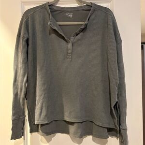 Offline by Aerie Green Waffle Knit Long Sleeve Top Size XS